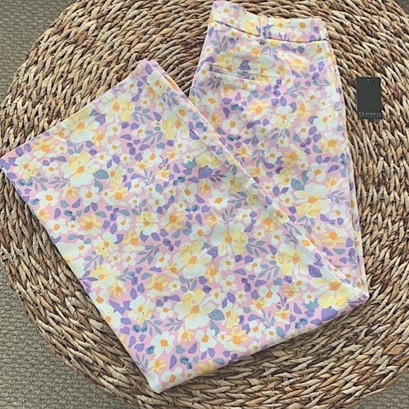 Eloquii Wide Leg Floral Pants in Lavender and Yellow - Picture 4 of 13